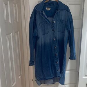 Blue Denim Button-Up Shirt Dress